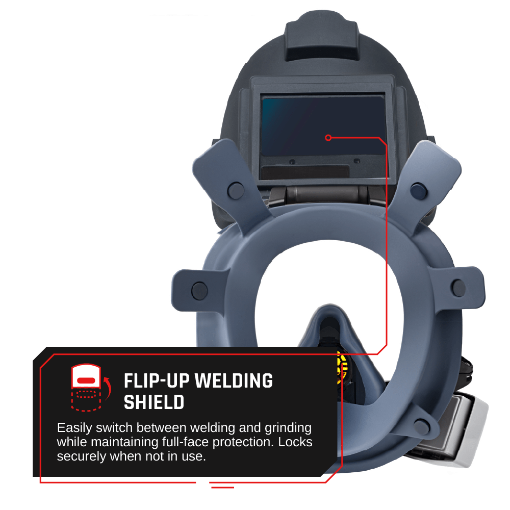 WF-101 Pro 3-in-1 Auto-Darkening Welding Hood with Full-Face Respirator for Grinding & Cutting